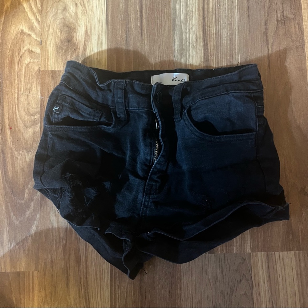 black kancan jean shorts